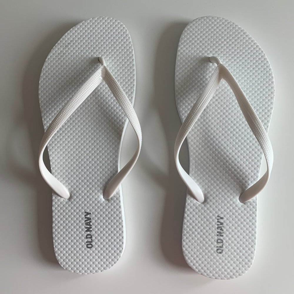 White Old Navy Flip Flops